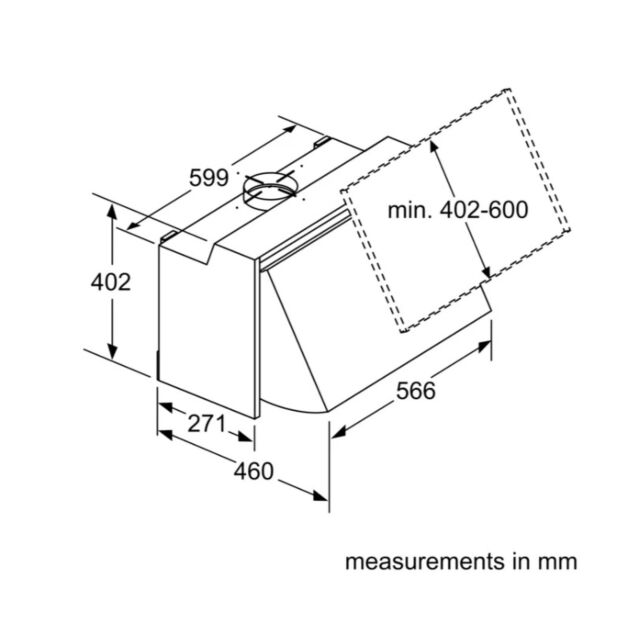Bosch DEM63AC00B Metallic silver 60cm, 3 speeds, LED lights. Optional Standard Recirculation Filter: