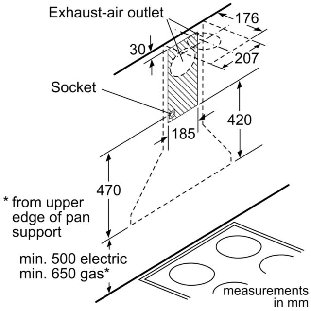 Bosch DWP64CC50M B/Steel 60Cm Chimney Hood