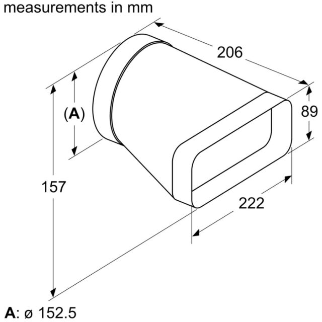 Bosch HEZ9VDSI0 Straight Adaptor / Converter Flat To Round (150Mm) Accessory For Ducted Extraction 