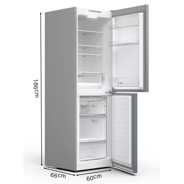 Bosch KGN34NLEAG S/Steel Look Fridge Freezer (H186 W60)