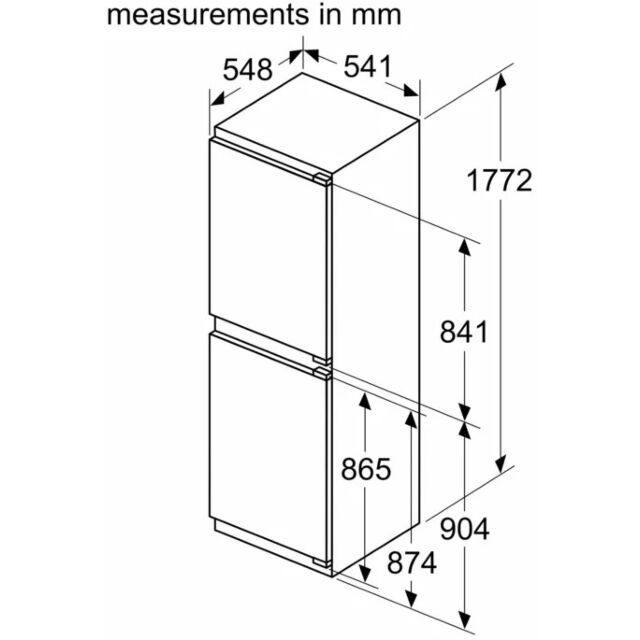 Bosch KIN85NFE0G 177X54 Nofrost Frzr, Xxl Multibox Veg Drwr, Fixed Hinge, 50/50 Split