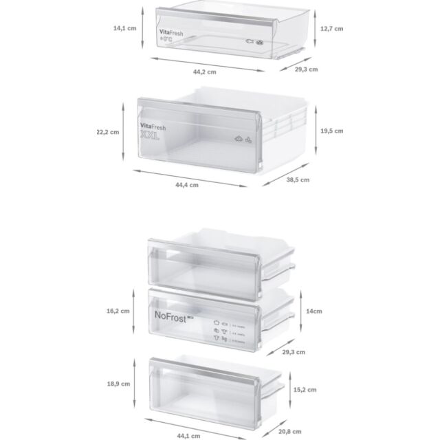 Bosch KIN86VFE0G Integrated 177x54 NoFrost bottom freezer, LED light, XXL vitaFresh drawer, vitaFres
