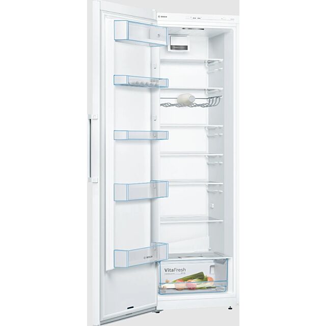 Bosch KSV36VWEPG White H1860 W600 D650 Cap 346L Upright Fridge, Vitafresh, Bottle Rack, Led Light, 7
