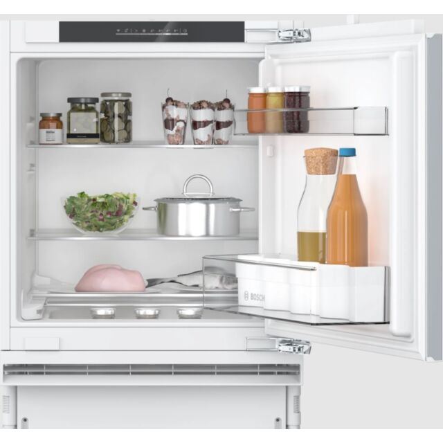 Bosch KUR21VFE0G 82X59.8 Built Under Counter Fridge, 2 Vegetable Drawers, 1 With Sliding Lid, 3 Glas