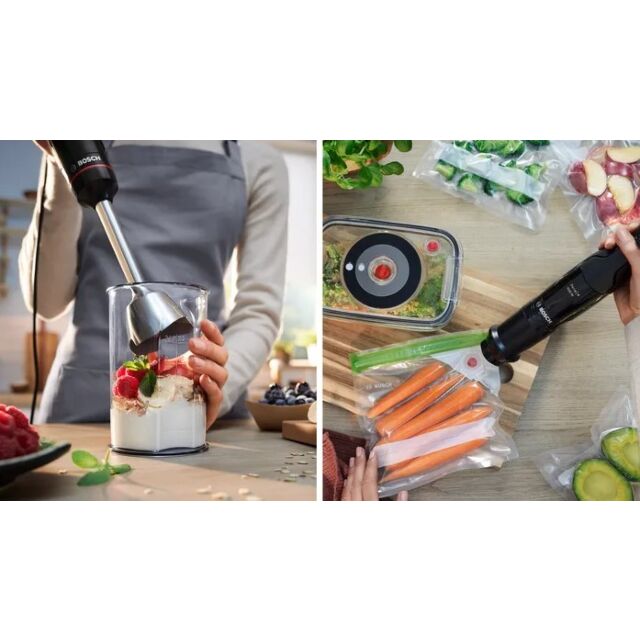 Bosch MSM4B6V2GB Stainless Steel Serie 4 ErgoMaster 2 in 1 Hand blender with Vacuum tool + accessori