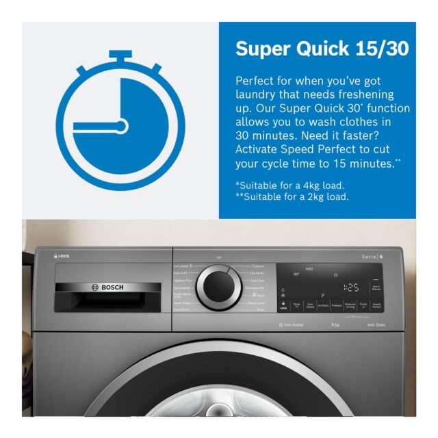 Bosch WGG254ZSGB 10kg 1400 Spin Washing Machine - Silver Inox