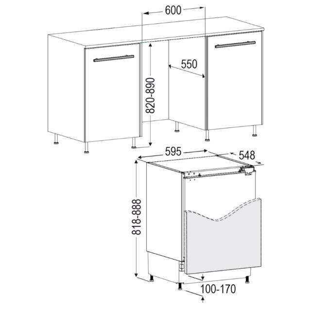 Cata FBUF60E White 60Cm Build-In Under Counter Static Larder Fridge