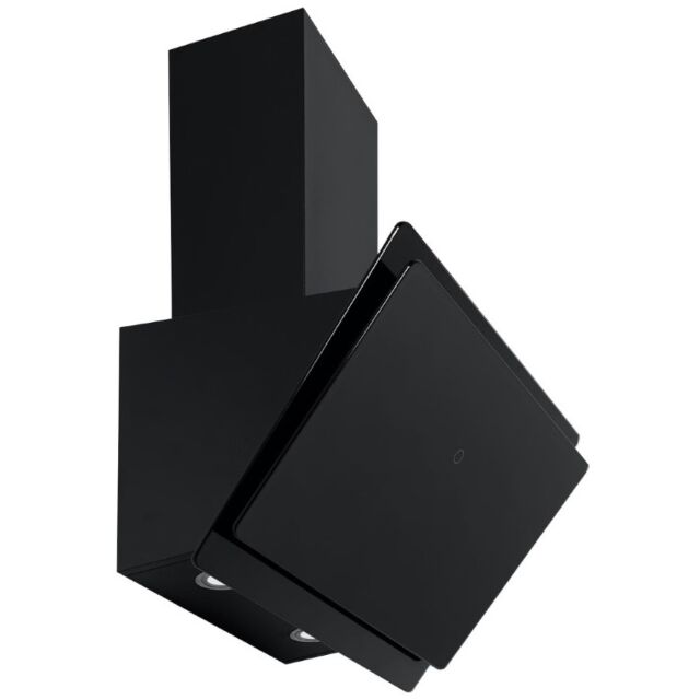 Cata ICON60H Black 60cm Black Angled Glass Hood with Hidden Touch