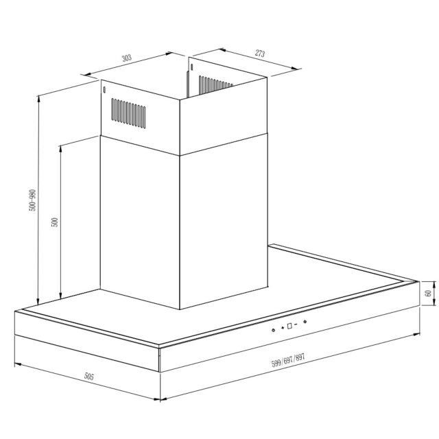 Cata UBSBOX60BK Black 60cm All Black Box Hood