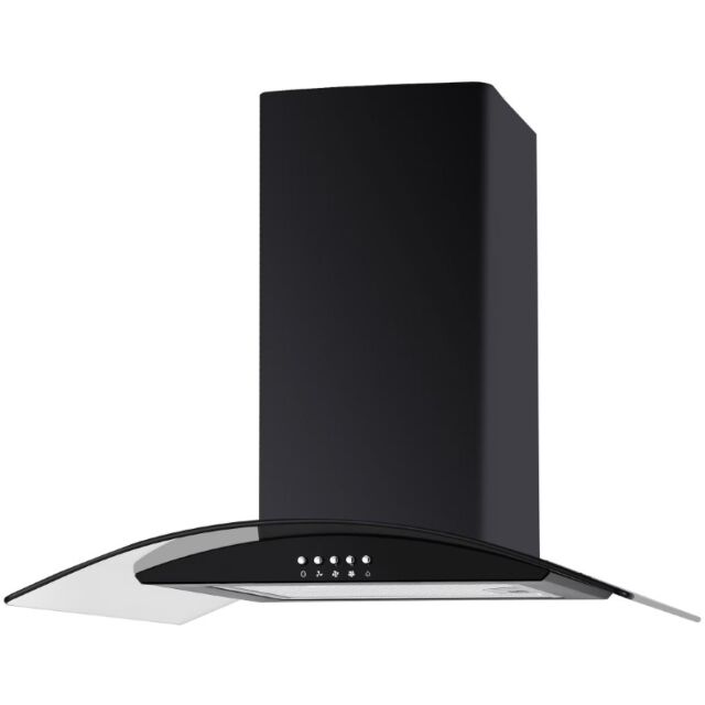 Cata UBSCG60BK Black 60cm Black Curved Glass Hood