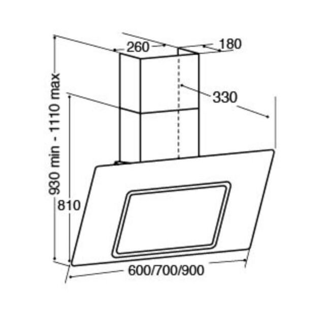 Cda EVA60BL Black 60Cm Angled Chimney Extractor