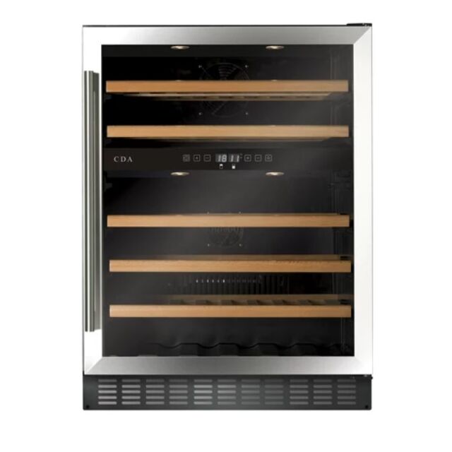CDA FWC604SS S/Steel FS/under counter 60cm wine cooler, 45 x bs, dual temp zones, ER: G, RD, SS
