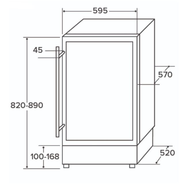 CDA FWC604SS S/Steel FS/under counter 60cm wine cooler, 45 x bs, dual temp zones, ER: G, RD, SS