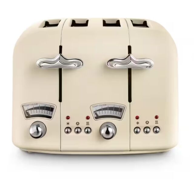 Delonghi CT04.BG Beige Argento Flora 4 Slice Toaster 