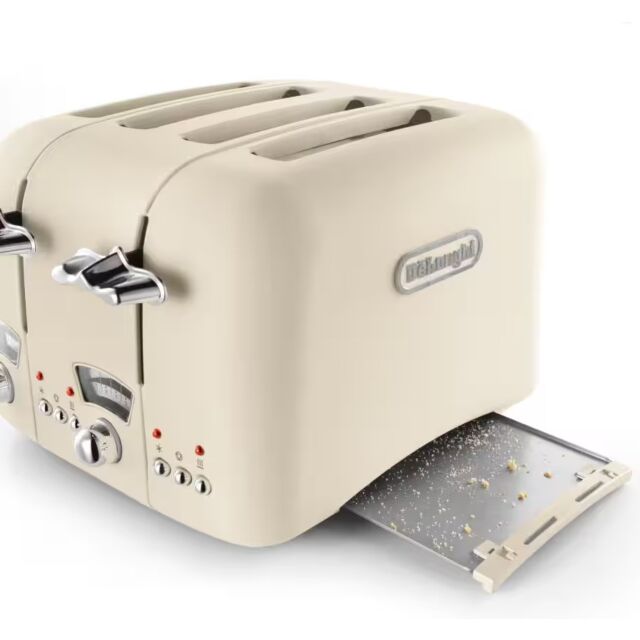 Delonghi CT04.BG Beige Argento Flora 4 Slice Toaster 