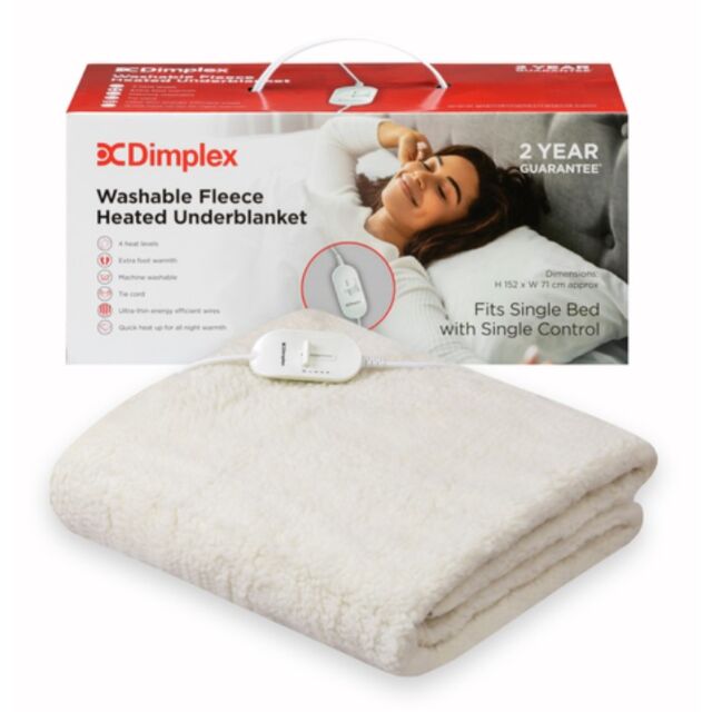 Dimplex DFB2001 Single Size Single Control, Washable, 4 Heat, 152 * 72 Cm, Tie Cord