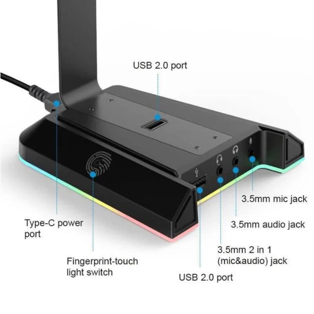 EKSA EKSA RGB HEADSET STAND Black Headset Stand