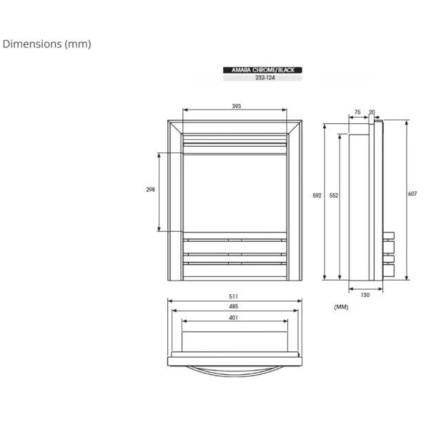 Fire Fx 232-124 Amara Chrome & Black 16inch Inset Electric Fire