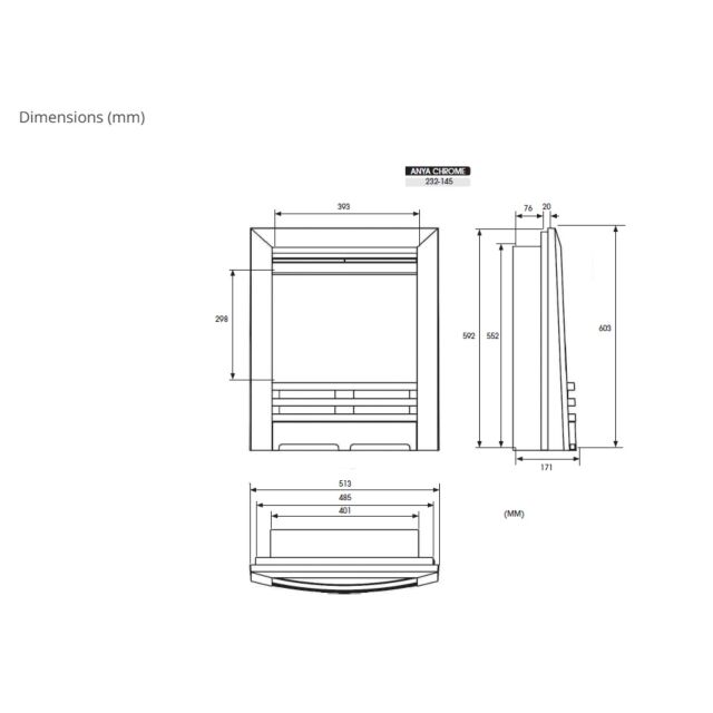 Fire FX 232-145 ANYA Chrome 16inch Inset Electric Fire