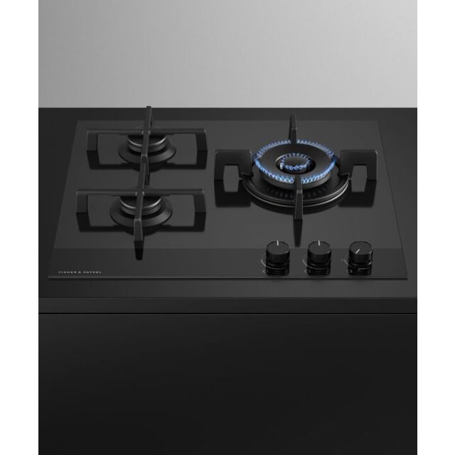 Fisher ＆ Paykel CG603DNGGB4 60Cm 3 Burner Gas Hob - Black Glass
