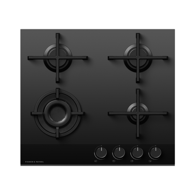 Fisher & Paykel CG604DLPGB4 60Cm 4 Burner Gas Hob In Black Glass
