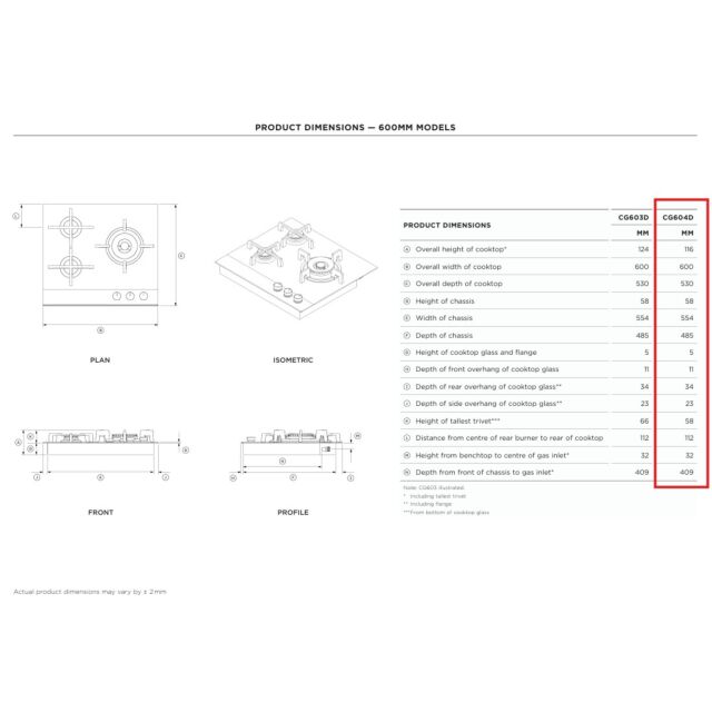 Fisher ＆ Paykel CG604DNGGB4 60Cm 4 Burner Gas Hob - Black Glass