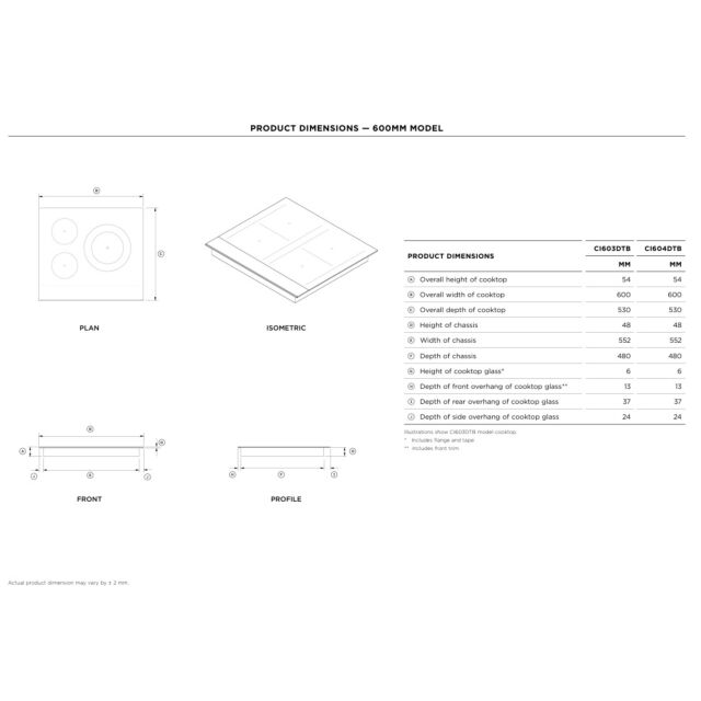 Fisher ＆ Paykel CI604DTB4 60Cm Induction Hob - Black Glass