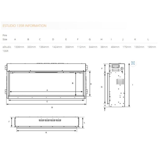 Gazco 223-465 ESTUDIO 135R Frameless Linear Recessed Electric Fireplace