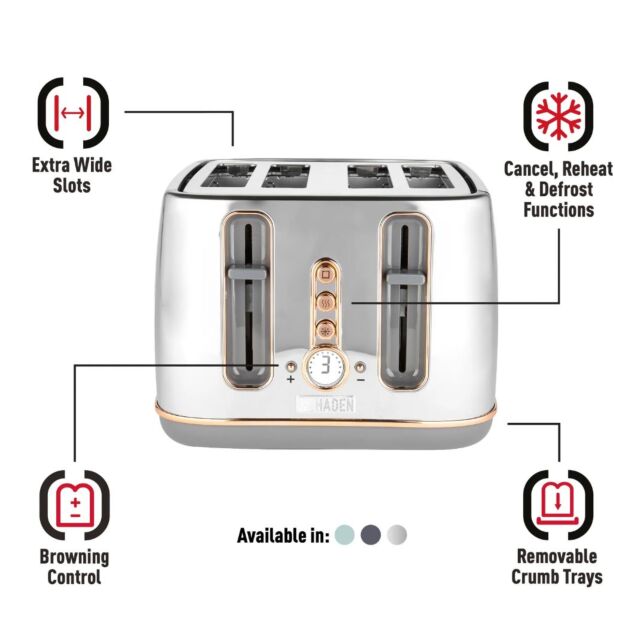 Haden 204868 Chrome + Copper Dorchester 4 Slice Toaster