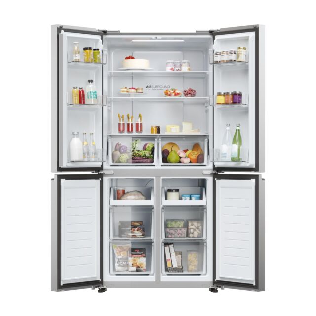 Haier HCR3818ENMM 83.3cm Total No Frost Fridge Freezer - Pt. Inox