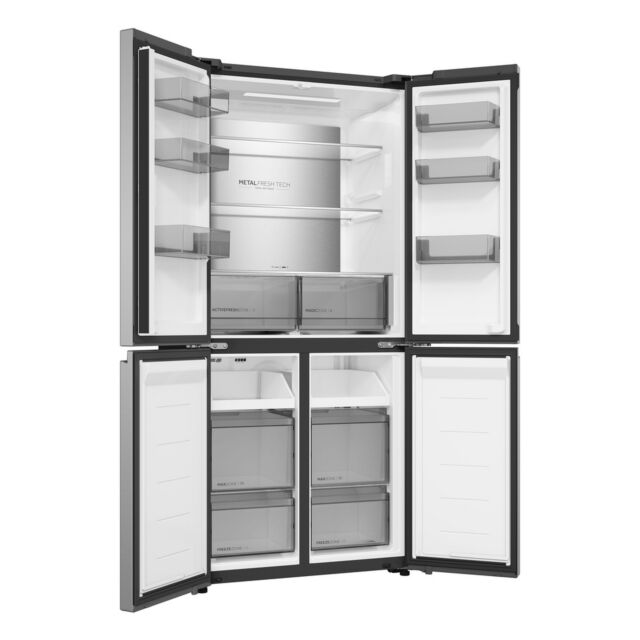 Haier HCR58S18DNMM Multi Door 60/40 Fridge Freezer - Inox H1815 W833 D650 Frz 195L Frg 28L