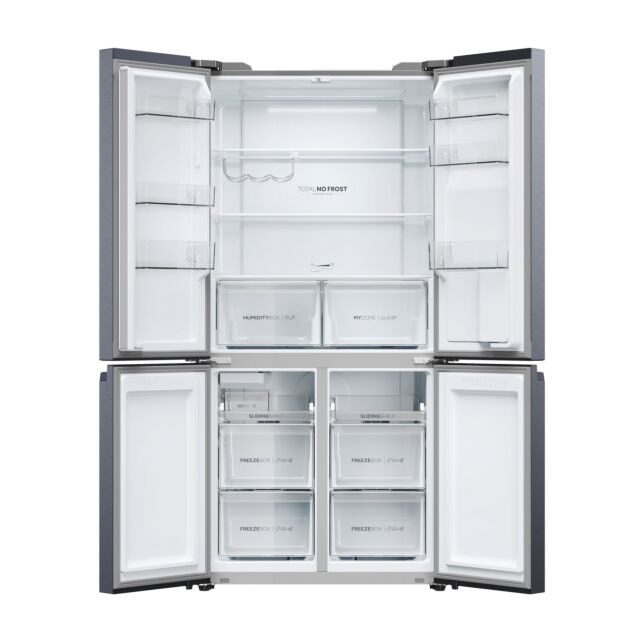 Haier HCR5919EHMB 90cm Freestanding American Fridge Freezer - Brushed Black