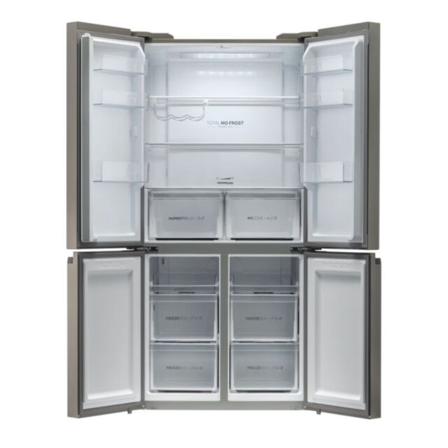 Haier HCR59F19ENMM Freestanding American Fridge Freezer - Platinum Inox H1905 W908 D748 4 Door