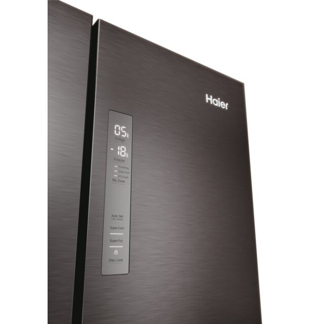 Haier HFR3718ENMD H1775 W700 D688 60/40 Total No Frost Fridge Freezer - Dark Inox Frz 140L Frdg 262L