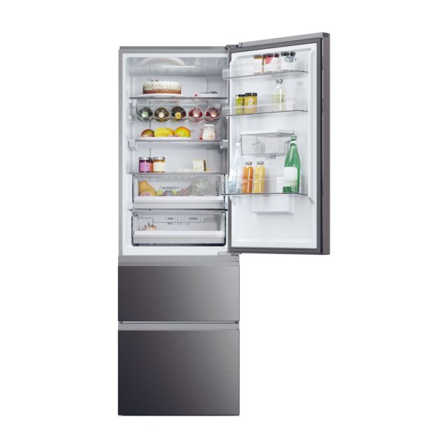 Haier HTW5618EWMP H185 W59.5 D66.7 3D Fridge Freezer Non Plumbed - Dark Inox