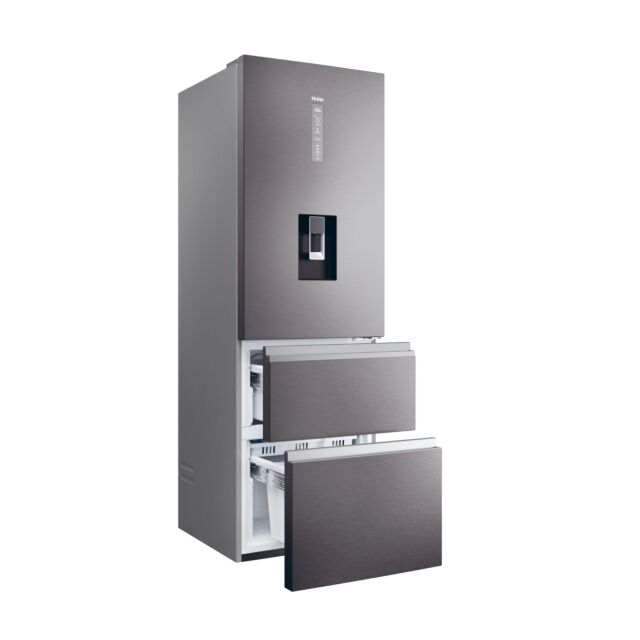 Haier HTW5618EWMP H185 W59.5 D66.7 3D Fridge Freezer Non Plumbed - Dark Inox
