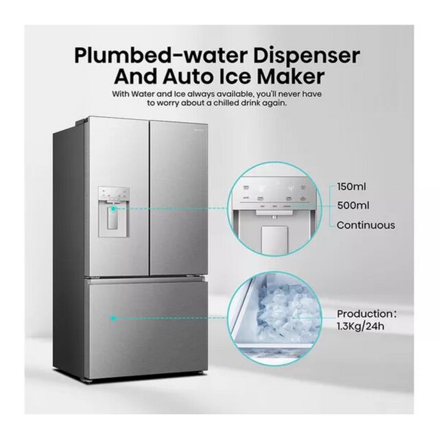 Hisense RF815N4SESE S/Steel American Food Center Plumbed H1785 W914 D730