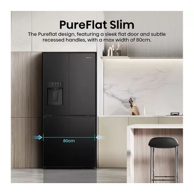 Hisense RQ5P470SYFD Total No Frost American Fridge Freezer - Black H1785 W794 D698
