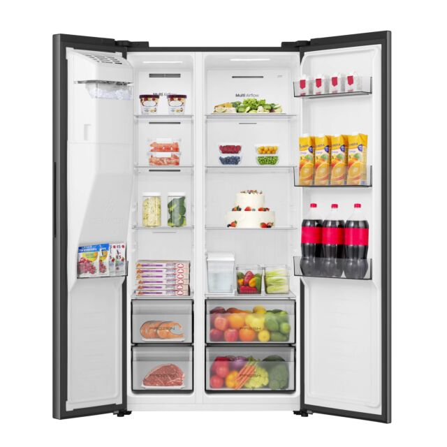 Hisense RS5P528STBE Pureflat Total No Frost American Side By Side - Black Non Plumbed Ice/Water