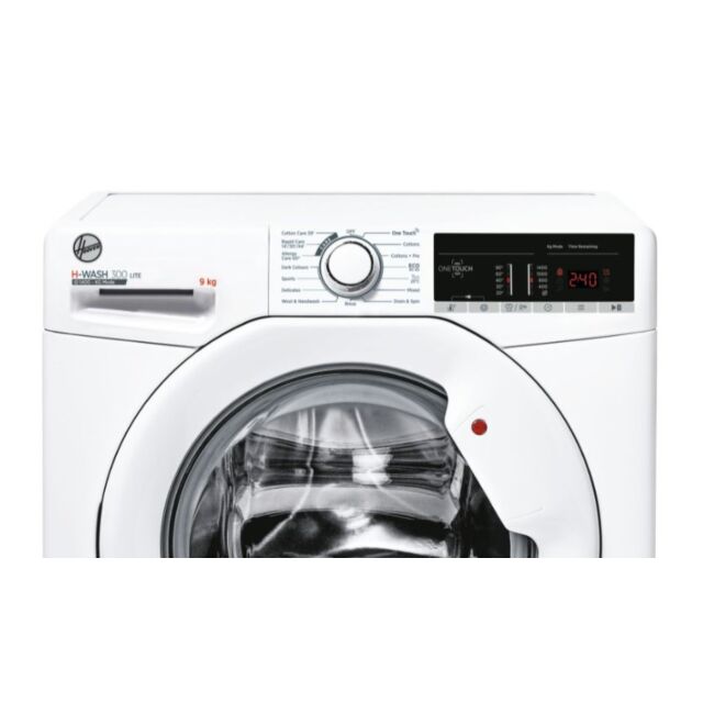 Hoover H3W 49TA4/1-80 H-Wash 300, 9kg 1400rpm Washing Machine, White, NFC, 14/30/44 min Rapid, Digit