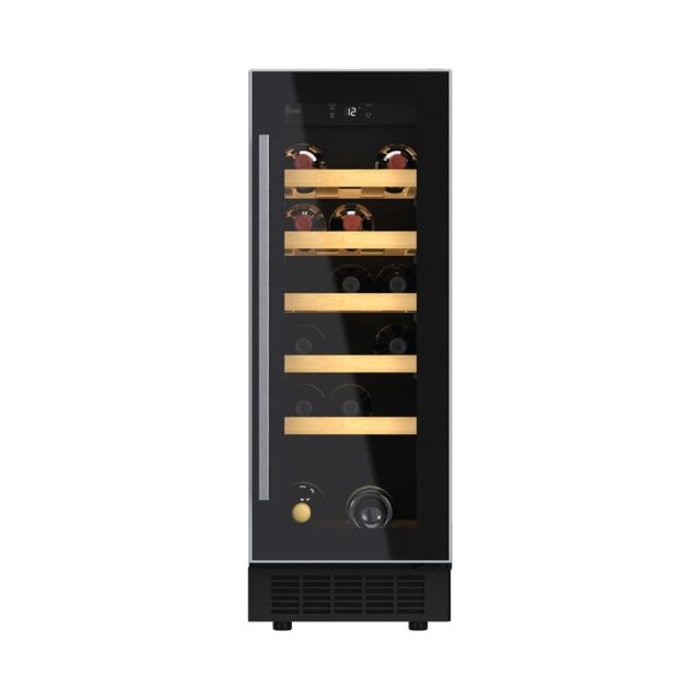 Hoover HWCB 30 UK/N 30 cm wine cooler, 20 bottles, single zone, black with slim stainless steel fram
