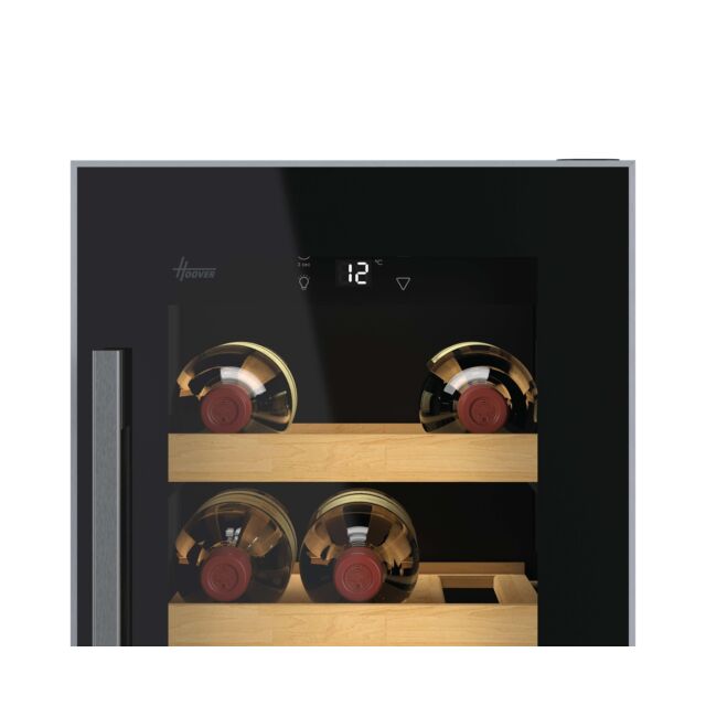 Hoover HWCB 30 UK/N 30 cm wine cooler, 20 bottles, single zone, black with slim stainless steel fram
