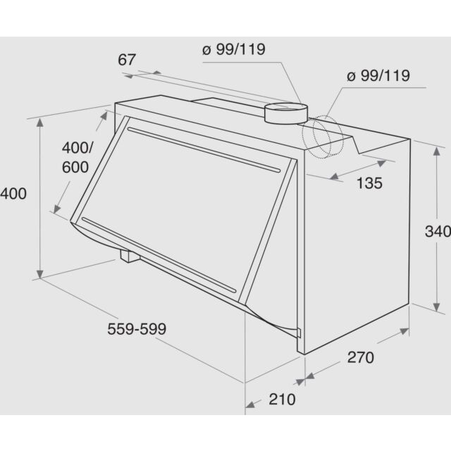 Hotpoint PAEINT66FLSW 60Cm Integrated Hood - Slider Control - Stainless Steel With Synthetic Grease 