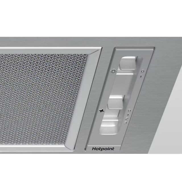 Hotpoint PCT64FLSS 60CM Integrated Canopy Hood - Slider Control - Stainless Steel With Dishwashable 