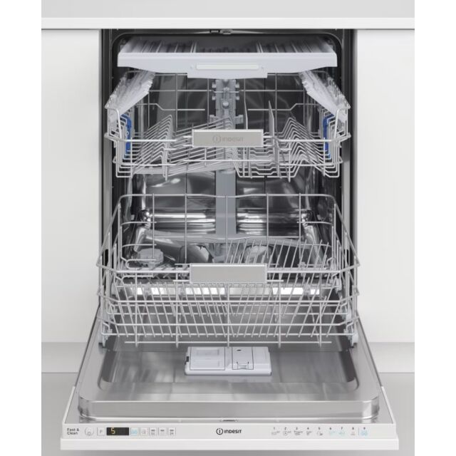 Indesit DIO3T131FEUK Integrated Push&Go BI Full Size Dishwasher 14 Place Set 9.5 L 9 Progs