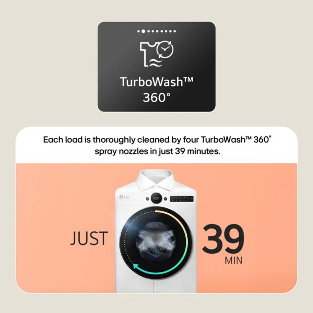 LG F4X5011TWB 11kg 1400 Spin Washing Machine - White