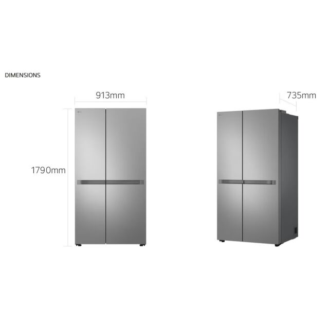 LG GSBC40PYPE H1790 W913 D735 60/40 Frost Free American Fridge Freezer - Prime Silver