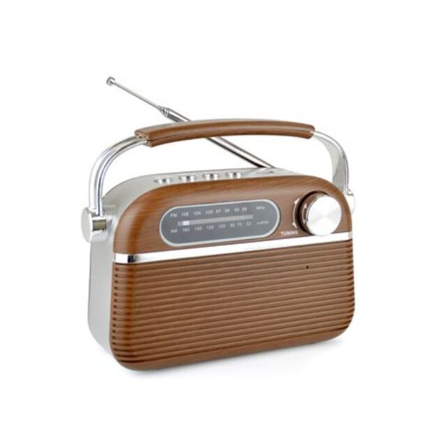 Lloytron N6403WD Wood Effect Portable Radio With Rechargable Battery | FM AM Bluetooth USB Micro Sd