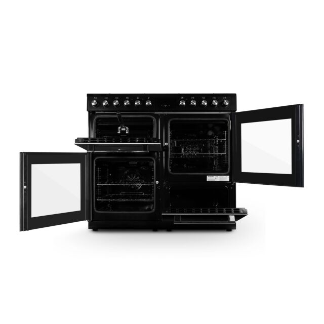 Montpellier MDFRC100K Black 100Cm Dual Fuel Range Cooker, 7 Burners - Lpg Jets Included