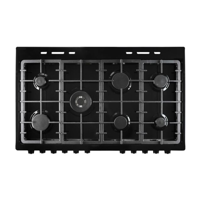 Montpellier MDFRC100K Black 100Cm Dual Fuel Range Cooker, 7 Burners - Lpg Jets Included